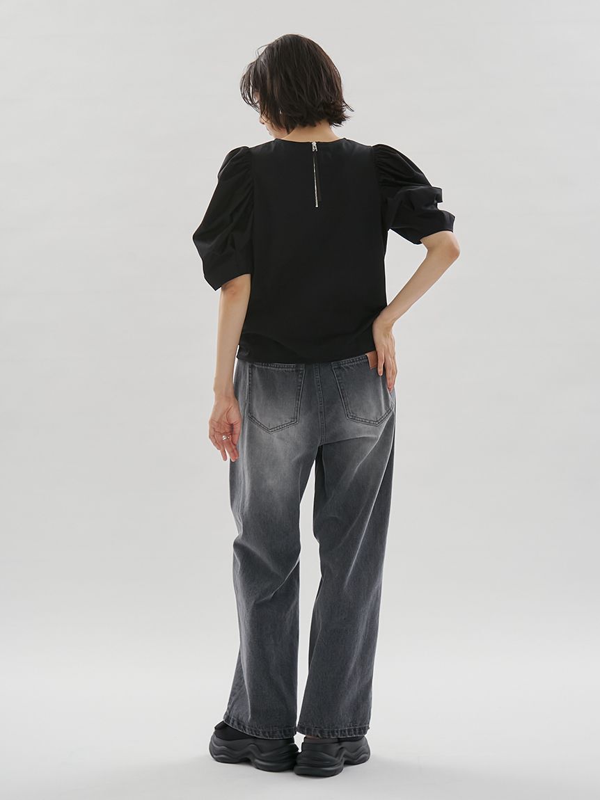 emmi atelier「ウエストゴムルーズデニムパンツ」|デニム|