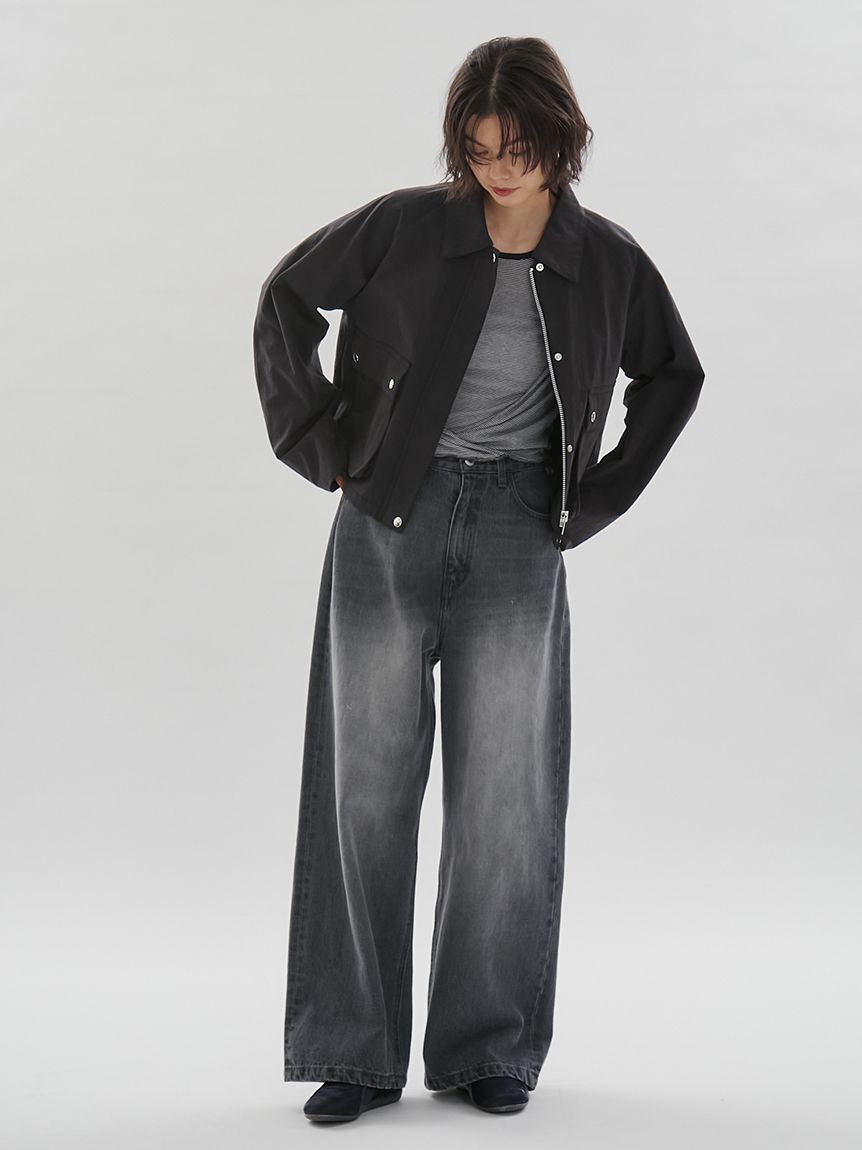 emmi atelier「ウエストゴムルーズデニムパンツ」|デニム|