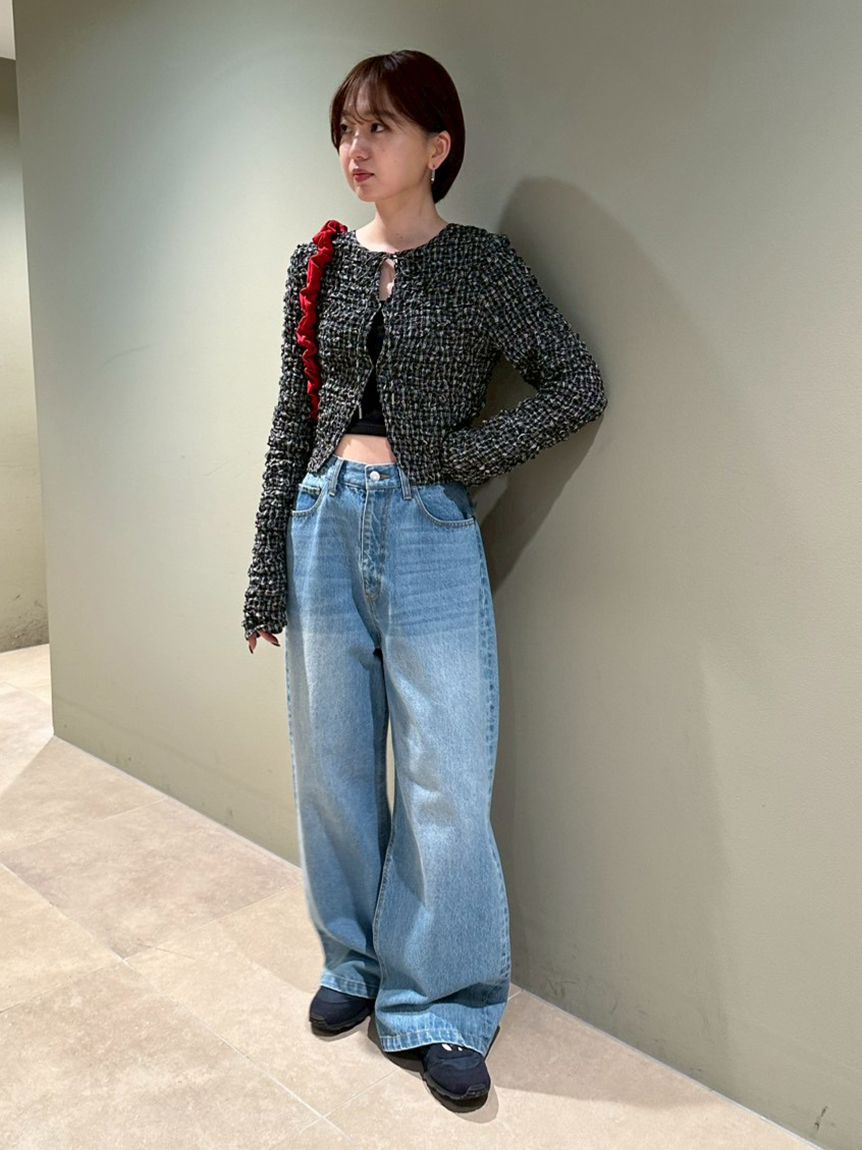 emmi atelier「ウエストゴムルーズデニムパンツ」|デニム|