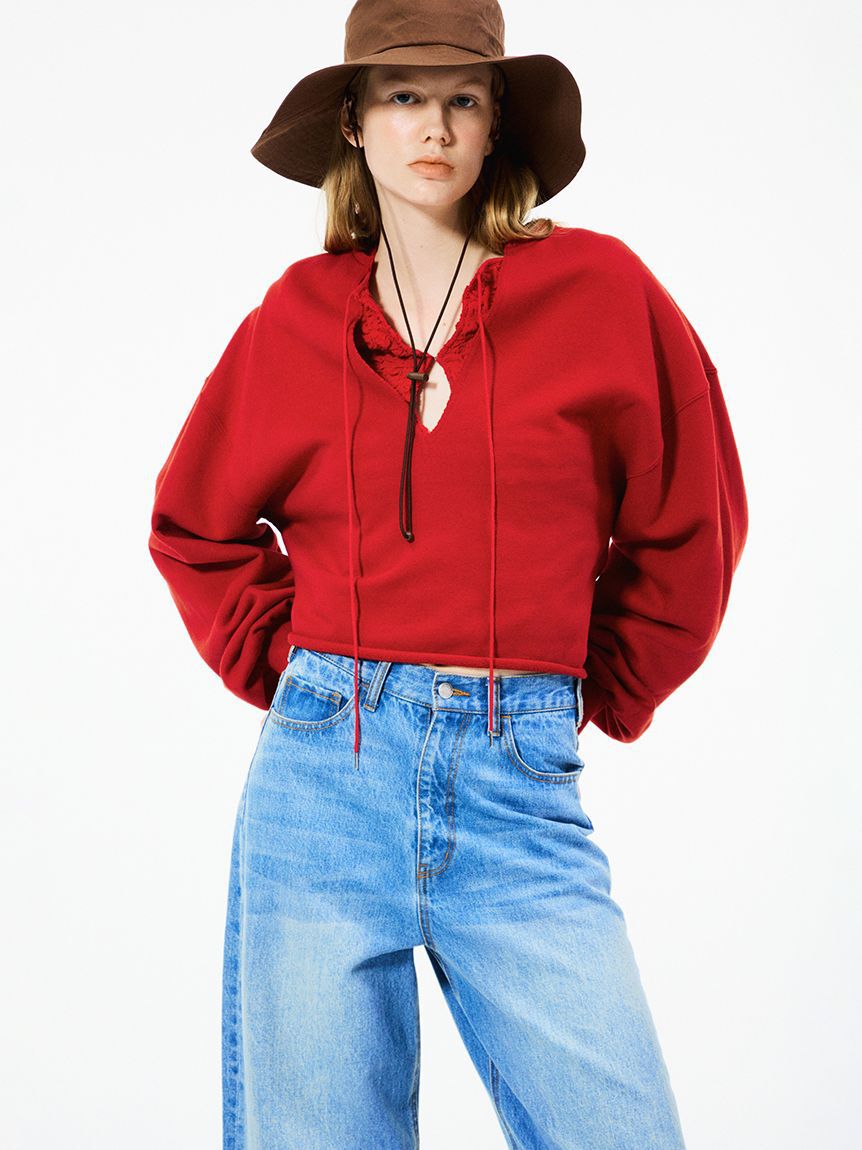 emmi atelier「ウエストゴムルーズデニムパンツ」|デニム|