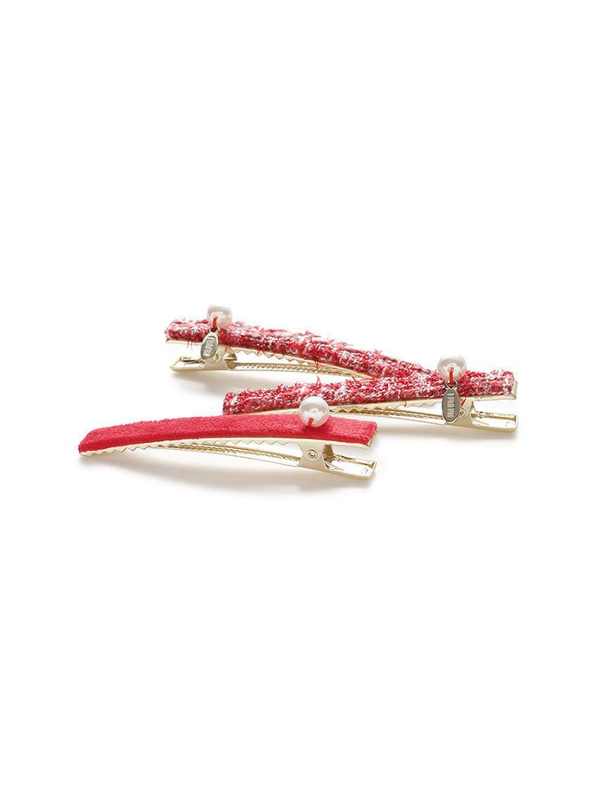 FURFUR「ツイード&times;ベロアヘアクリップセット」|ヘアバンド|