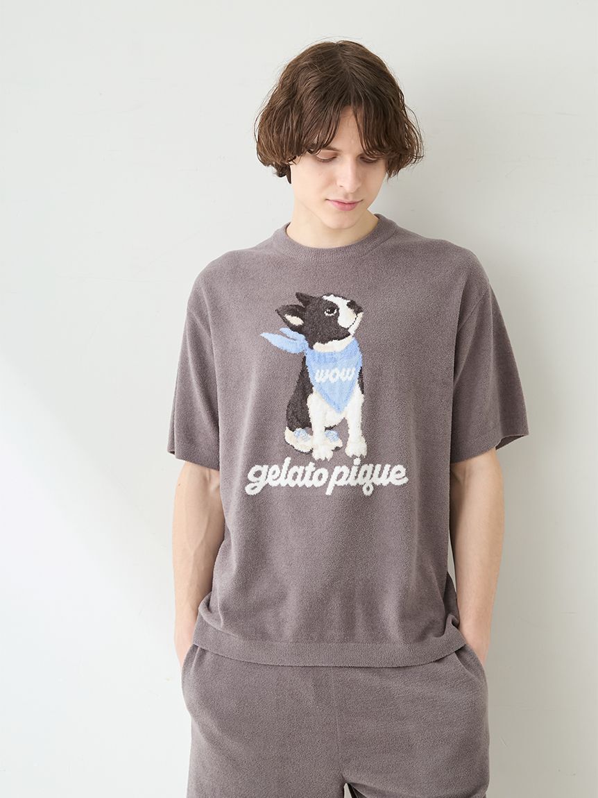 GELATO PIQUE HOMME「【ONLINE限定】【HOMME】エアリーモコドッグジャガードプルオーバー&ハーフパンツセット」|ルームウェア|