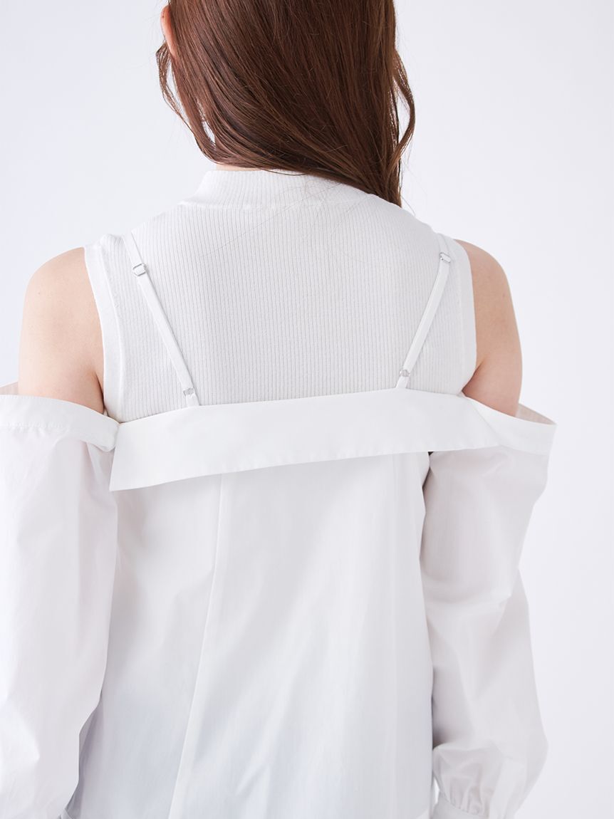 SNIDEL「デザインシャツレイヤードニットトップス」|ニット・セーター|