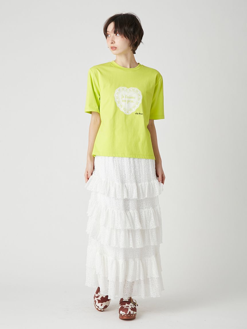 LILY BROWN「ハートモチーフプリントTシャツ」|Tシャツ・カットソー|