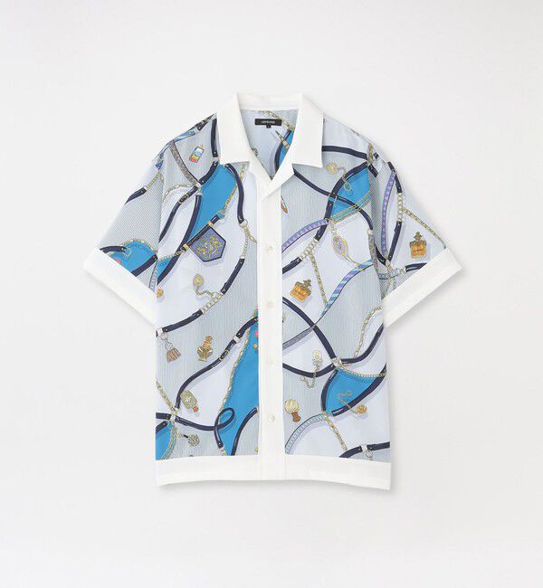  「スカーフコンビオープンカラーショートスリーブシャツ」|シャツ・ブラウス|サックスブルー