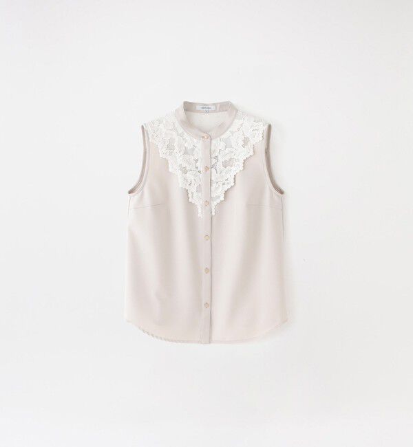 「コードレースコンビノースリーブブラウス」|シャツ・ブラウス|ベージュ