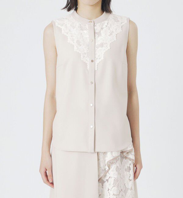  「コードレースコンビノースリーブブラウス」|シャツ・ブラウス|