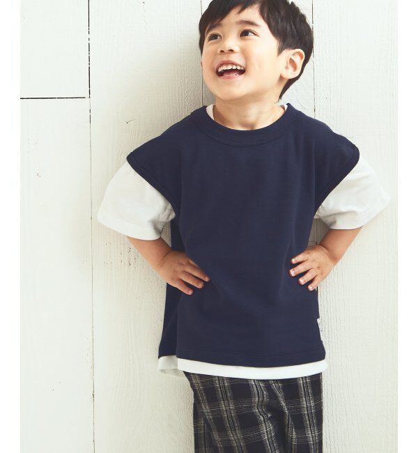 ikka kids「【キッズ】鹿の子フェイクベストレイヤーTシャツ（100~160cm）」|Tシャツ・カットソー|