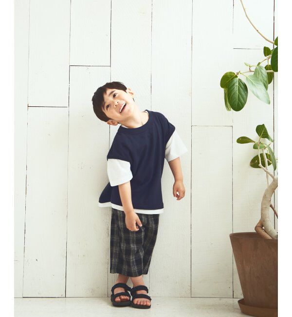 ikka kids「【キッズ】鹿の子フェイクベストレイヤーTシャツ（100~160cm）」|Tシャツ・カットソー|