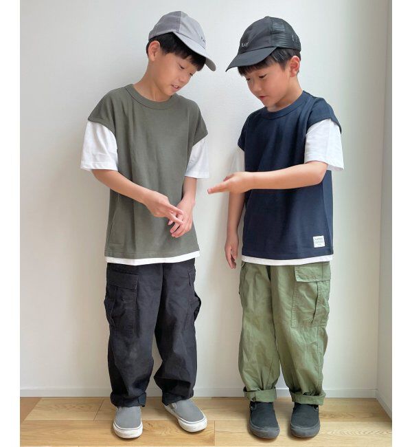 ikka kids「【キッズ】鹿の子フェイクベストレイヤーTシャツ（100~160cm）」|Tシャツ・カットソー|