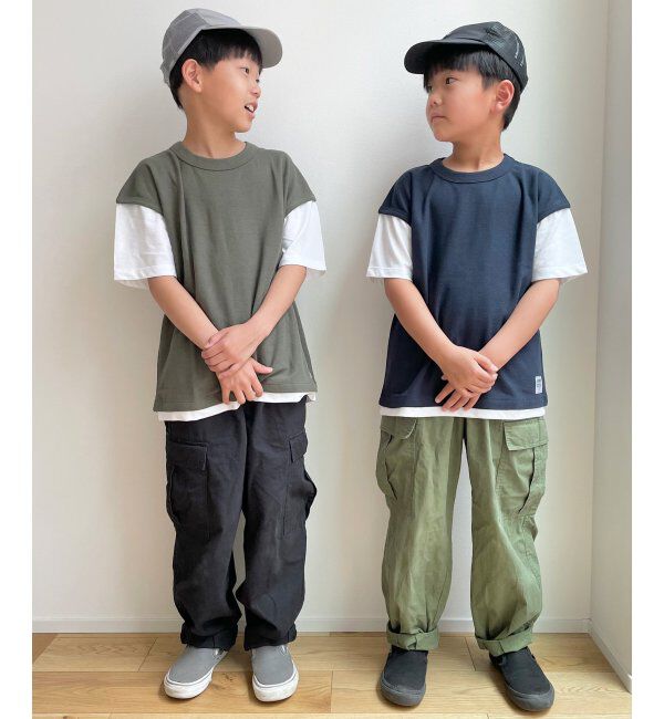 ikka kids「【キッズ】鹿の子フェイクベストレイヤーTシャツ（100~160cm）」|Tシャツ・カットソー|