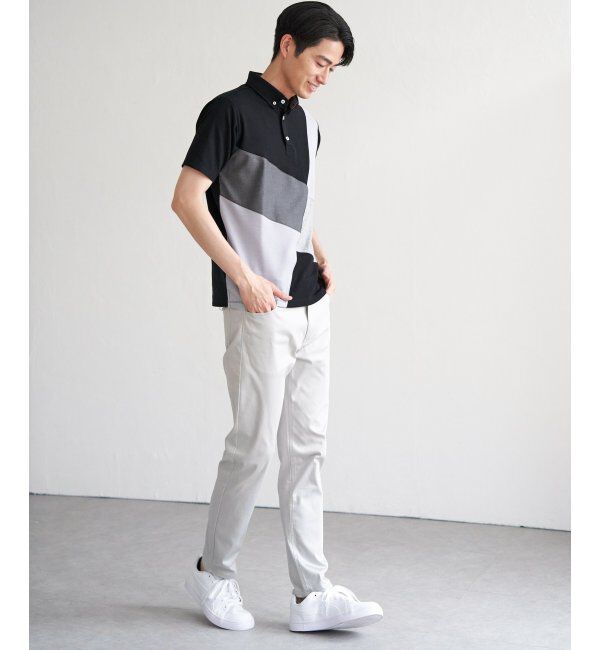 ikka「ブロックス鹿の子ナナメ切り替えポロシャツ」|その他|