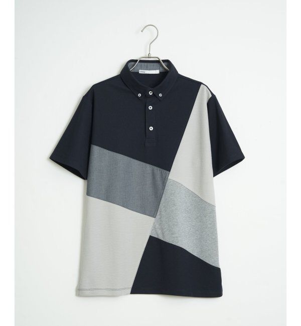 ikka「ブロックス鹿の子ナナメ切り替えポロシャツ」|その他|