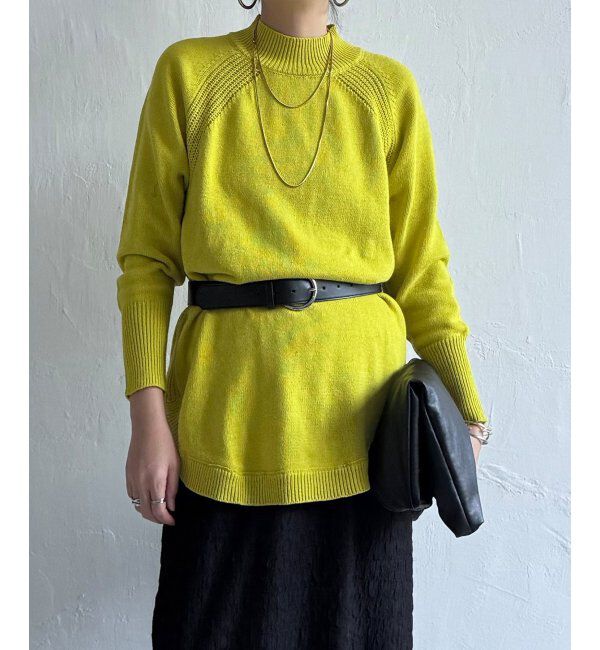 Lbc with Life「裾ラウンドニット」|カーディガン|ライトイエロー