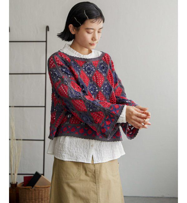 Lbc with Life「モチーフレースショートプルオーバー」|その他|レッド