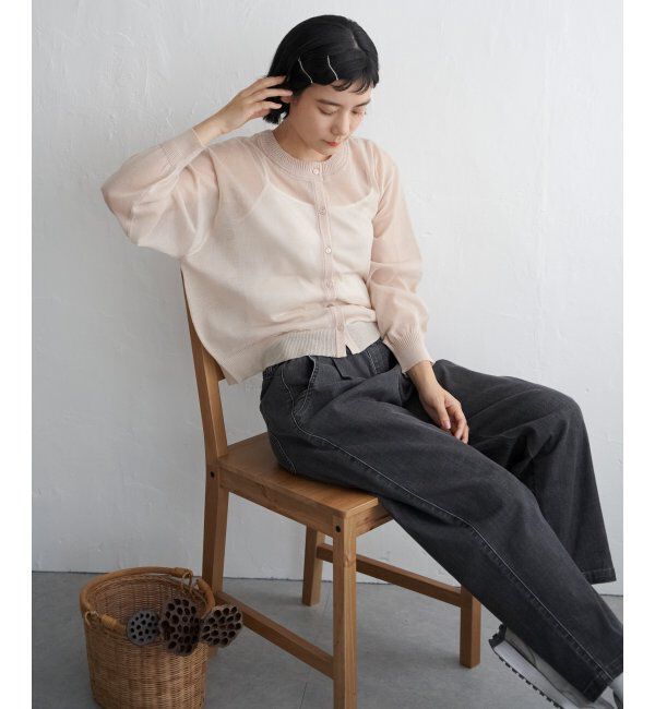 Lbc with Life「シアー2WAYヘリンボンクロシェニット」|カーディガン|