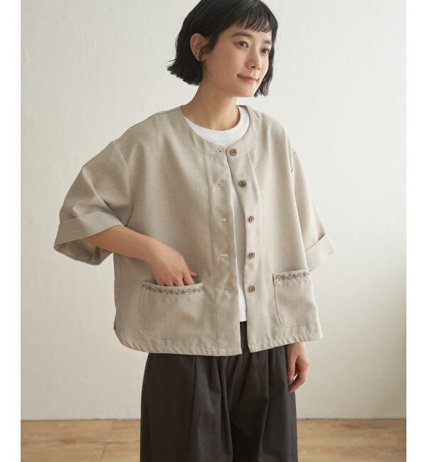 Lbc with Life「エクリュハーフスリーブジャケット」|テーラードジャケット|