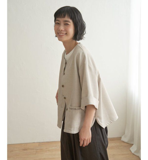 Lbc with Life「エクリュハーフスリーブジャケット」|テーラードジャケット|