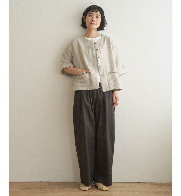 Lbc with Life「エクリュハーフスリーブジャケット」|テーラードジャケット|