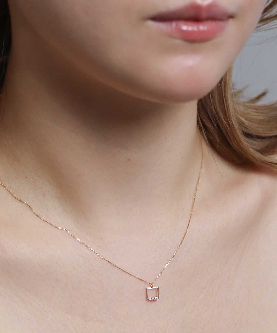  「ダイヤモンド スクエア ネックレス | K10YG」|ネックレス|