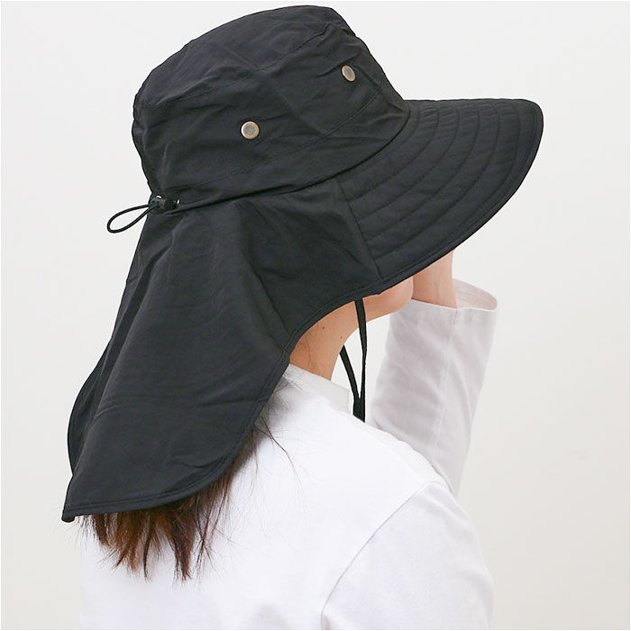 BACKYARD FAMILY「ハット 帽子 レディース 通販 サファリハット たれ付き あご紐付き シンプル 無地 ナイロン」|ハット|