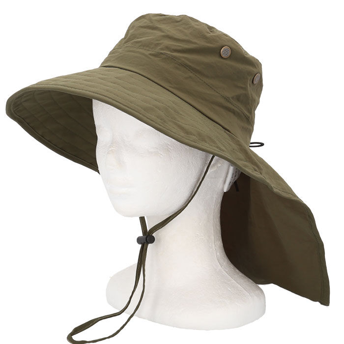 BACKYARD FAMILY「ハット 帽子 レディース 通販 サファリハット たれ付き あご紐付き シンプル 無地 ナイロン」|ハット|