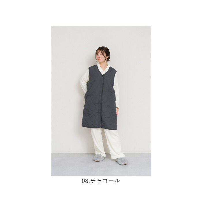 BACKYARD FAMILY「キルティングベスト レディース 通販 ジレ ロングジレ 前開き フロントボタン ノースリーブ」|その他|