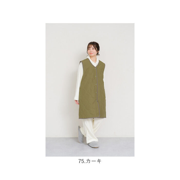 BACKYARD FAMILY「キルティングベスト レディース 通販 ジレ ロングジレ 前開き フロントボタン ノースリーブ」|その他|