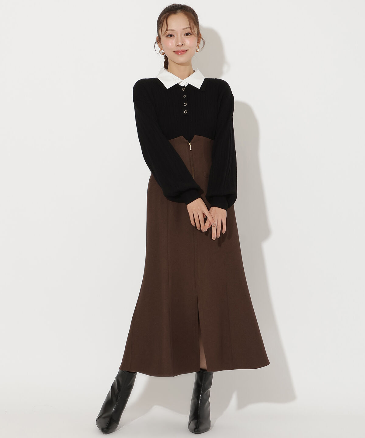 アンドクチュール「フロントZIPマーメイドスカート」|フレア|