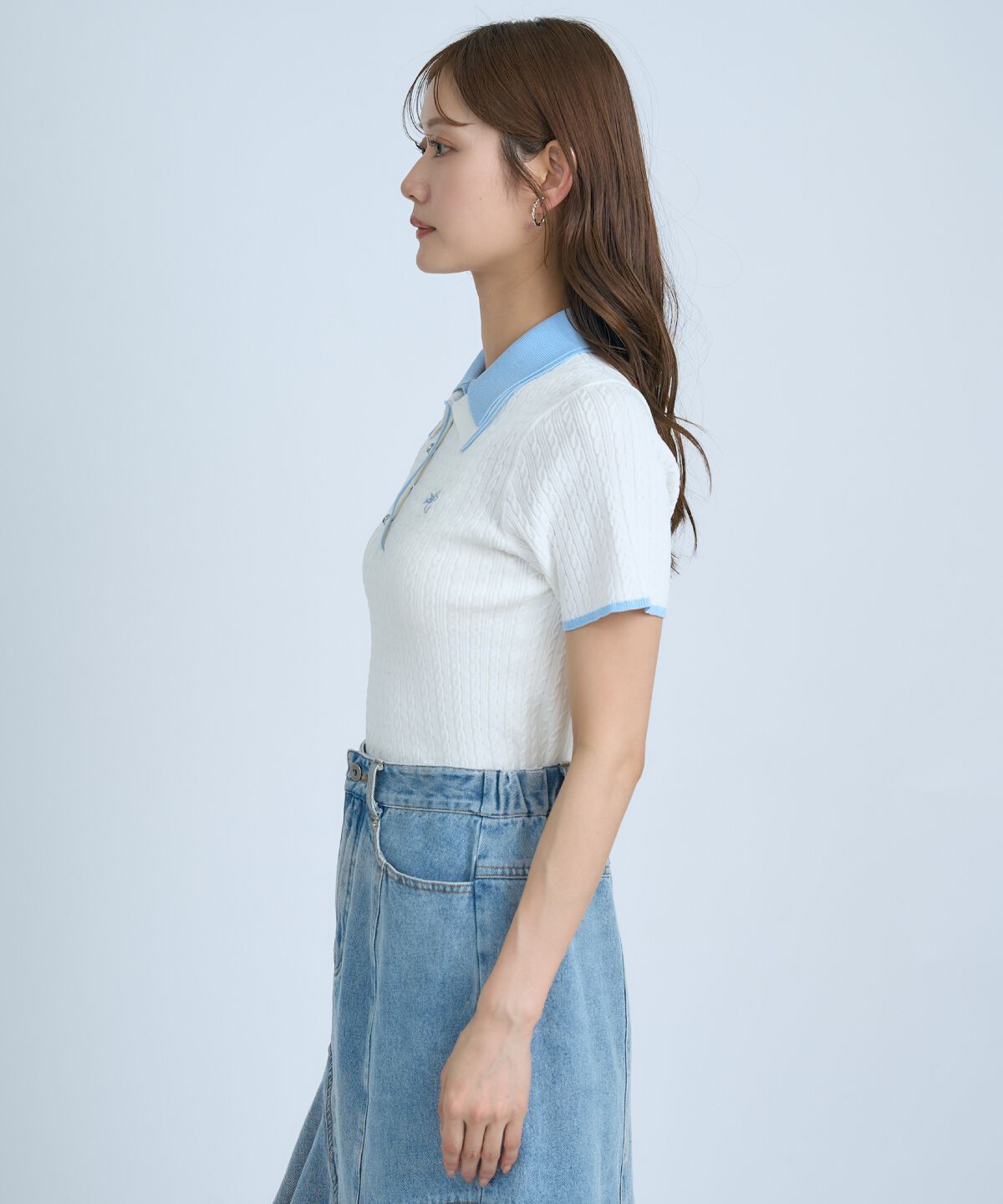 アンドクチュール「ダブルカラーケーブルポロニット」|ニット・セーター|