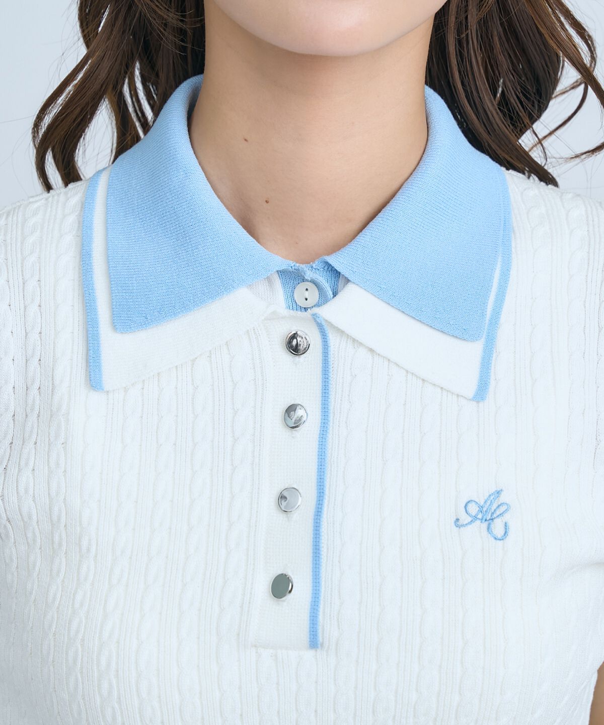 アンドクチュール「ダブルカラーケーブルポロニット」|ニット・セーター|