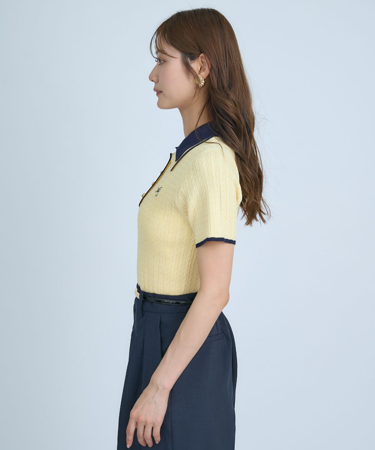 アンドクチュール「ダブルカラーケーブルポロニット」|ニット・セーター|