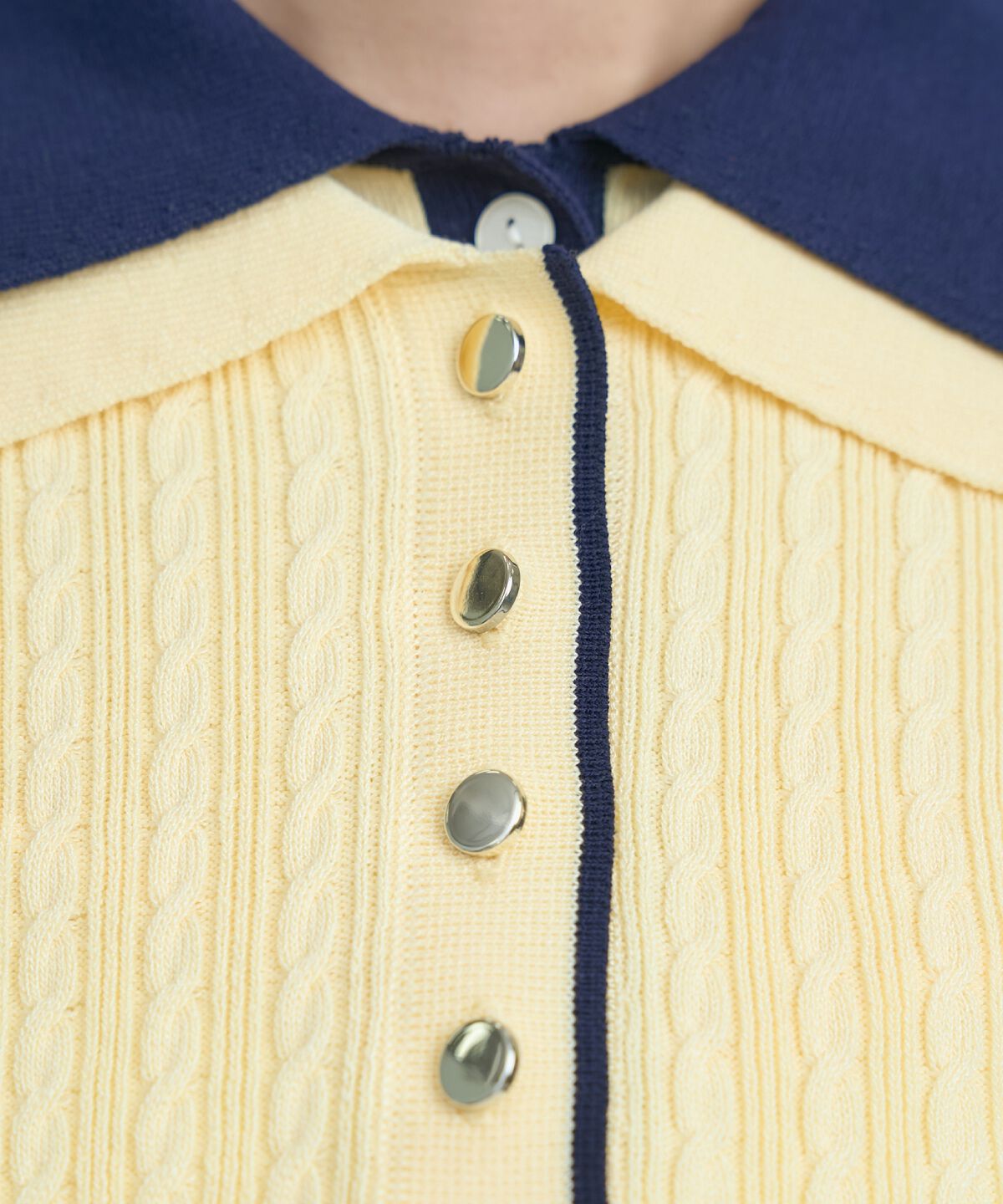 アンドクチュール「ダブルカラーケーブルポロニット」|ニット・セーター|