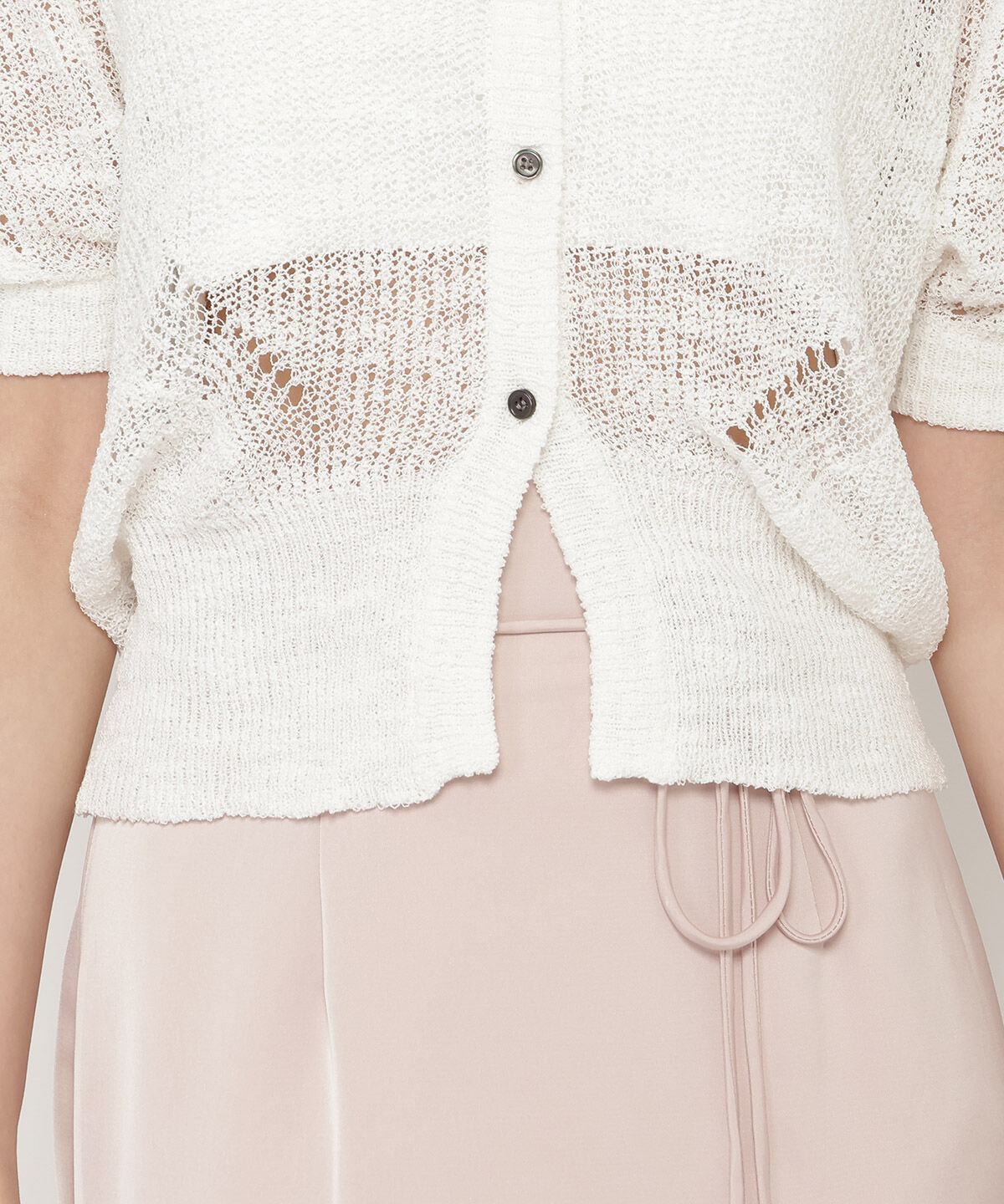 REDYAZEL「シアーニット半袖カーディガントップス」|カーディガン|