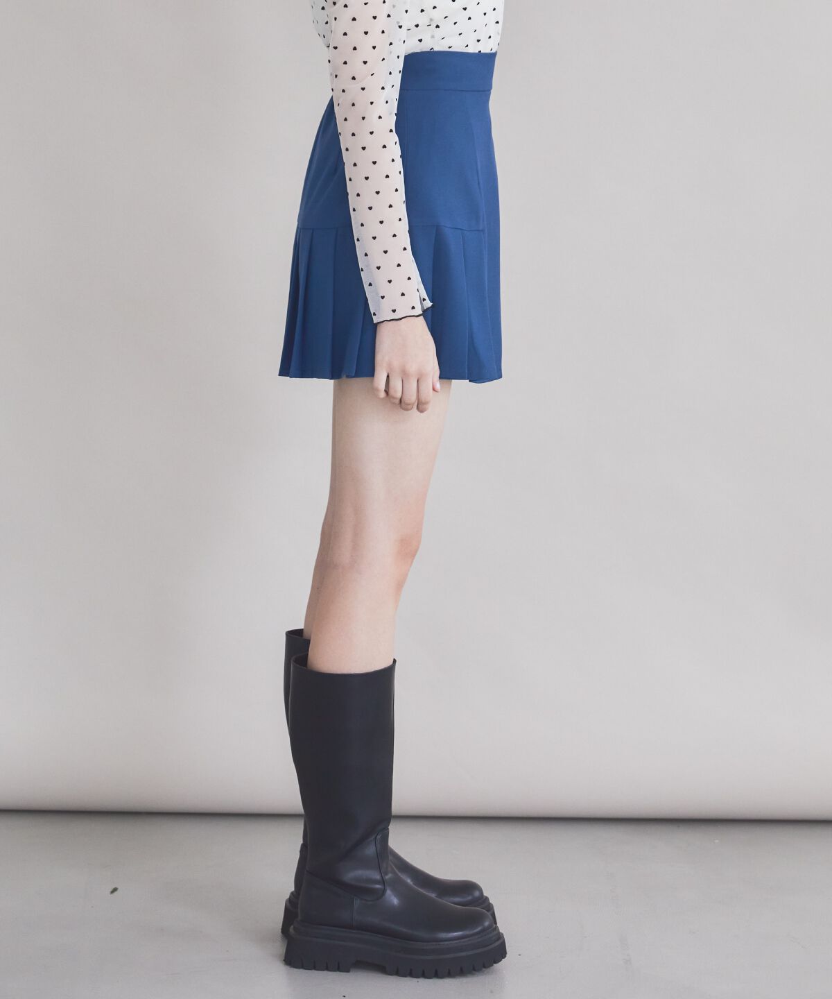 REDYAZEL「サイドプリーツミニスカート」|フレア|