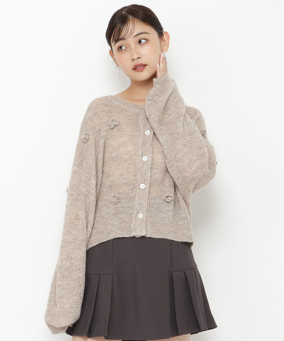 REDYAZEL「クロシェフラワーカーディガン」|カーディガン|ベージュ