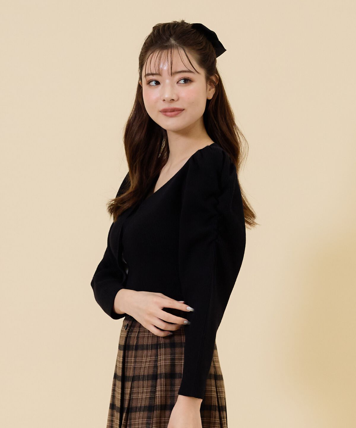 REDYAZEL「ボリュームショルダーリブカーディガン」|カーディガン|