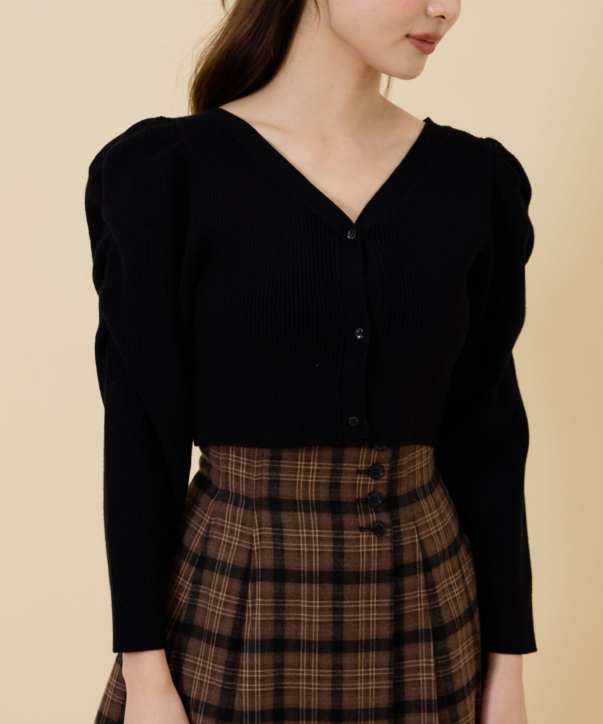 REDYAZEL「ボリュームショルダーリブカーディガン」|カーディガン|