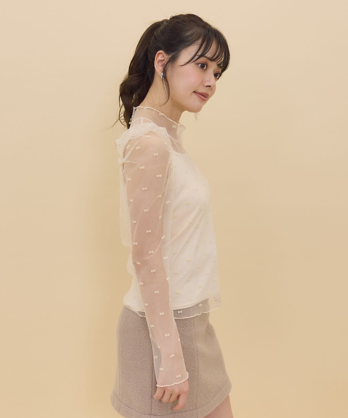 REDYAZEL「リボンフロッキーチュールブラウス」|シャツ・ブラウス|
