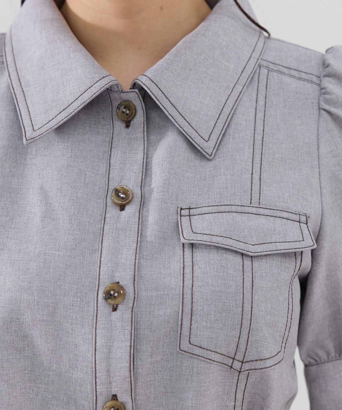 REDYAZEL「バイカラーステッチアシメデザイン半袖ミニワンピース」|ワンピース|