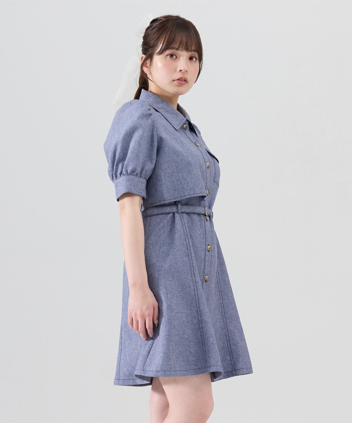 REDYAZEL「バイカラーステッチアシメデザイン半袖ミニワンピース」|ワンピース|