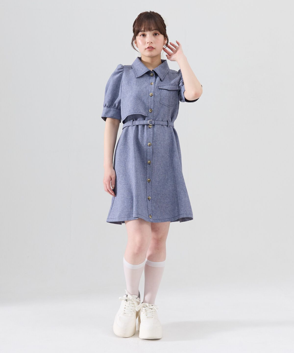 REDYAZEL「バイカラーステッチアシメデザイン半袖ミニワンピース」|ワンピース|