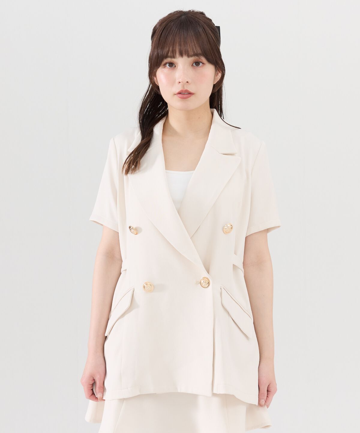 REDYAZEL「サイドベルト半袖ダブルジャケット」|テーラードジャケット|
