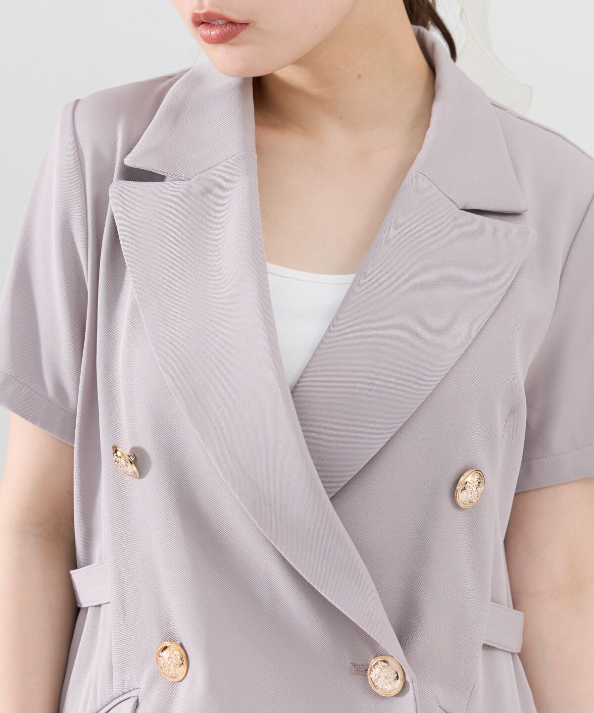 REDYAZEL「サイドベルト半袖ダブルジャケット」|テーラードジャケット|