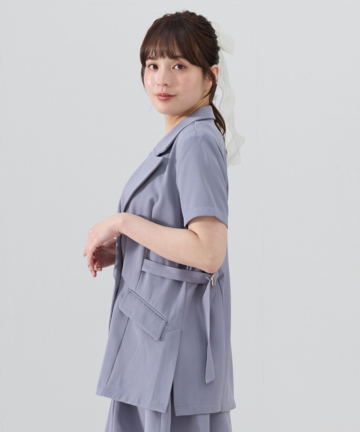 REDYAZEL「サイドベルト半袖ダブルジャケット」|テーラードジャケット|