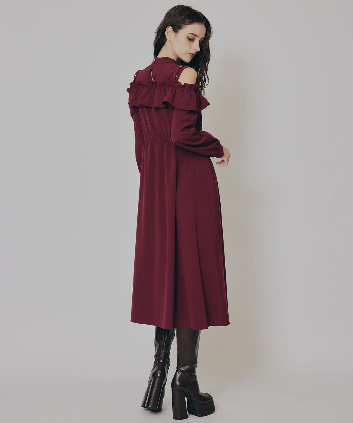 REDYAZEL「オープンショルダーフリルワンピース」|ワンピース|