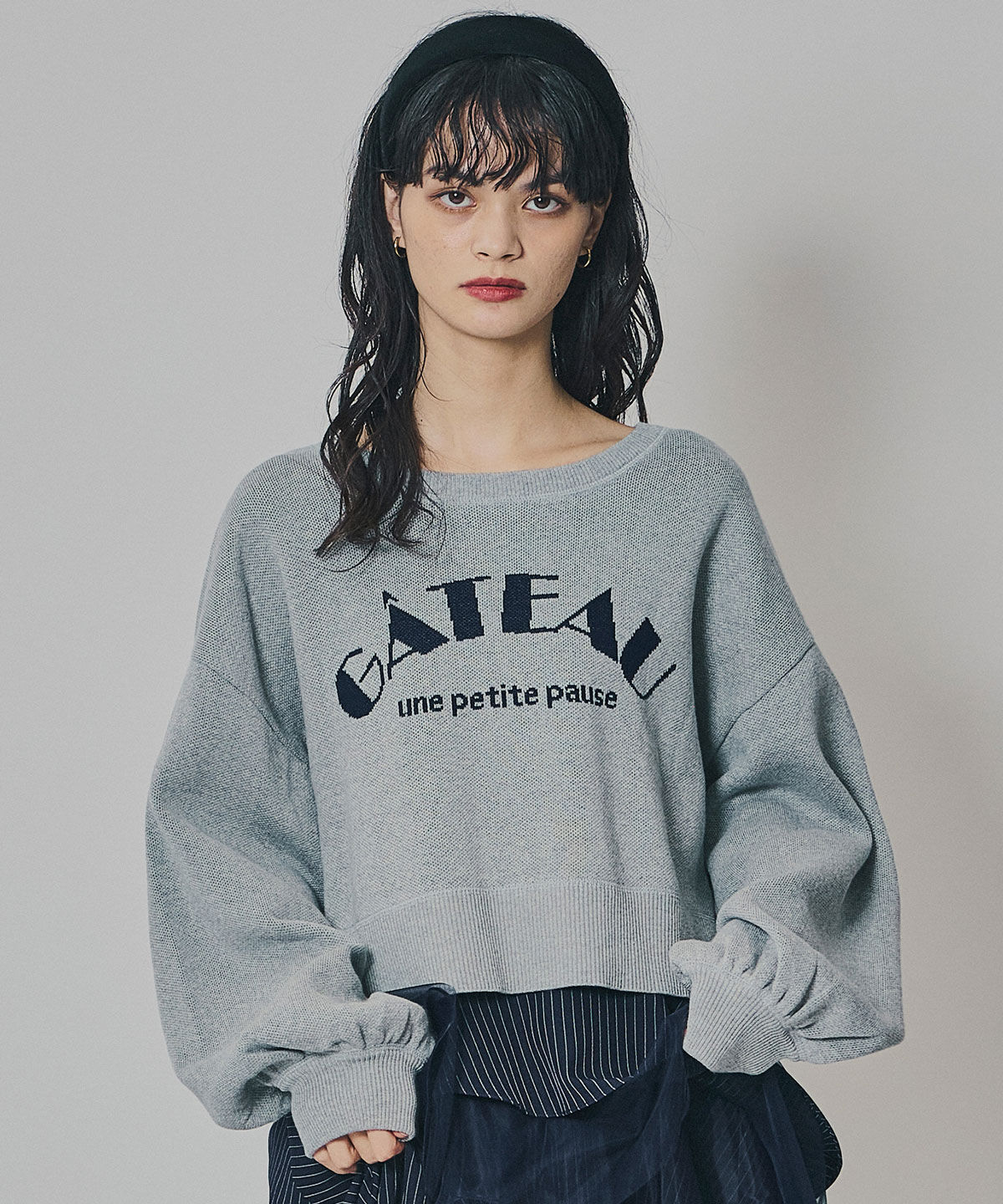 REDYAZEL「スウェットライクジャガードニット」|ニット・セーター|ライトグレー