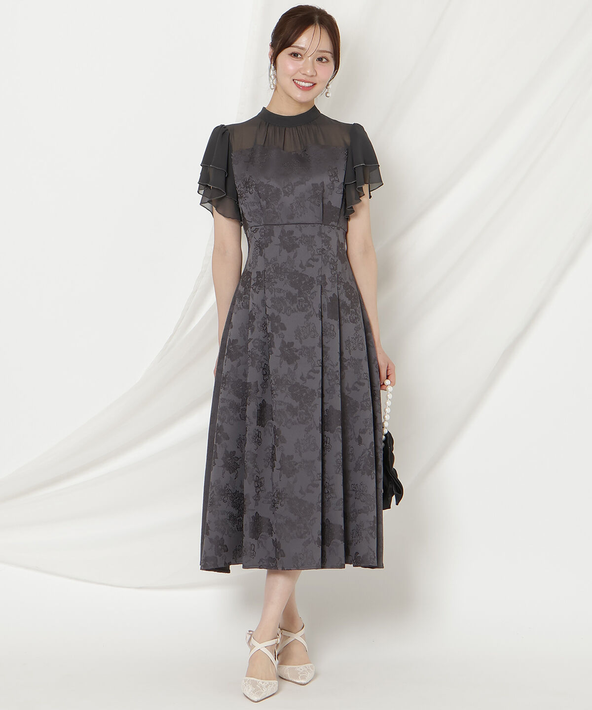 WILLSELECTION「ジャガードタックフレアワンピース」|ドレス|ﾁｬｺｰﾙｸﾞﾚｰ