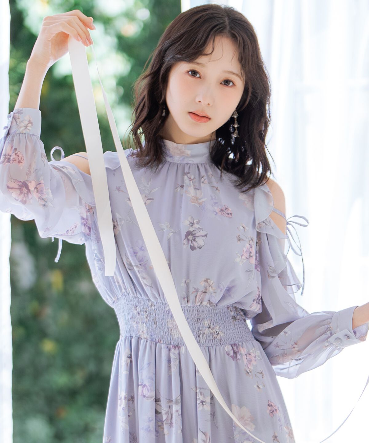 WILLSELECTION「フラワープリントフリルスリーブワンピース」|ワンピース|