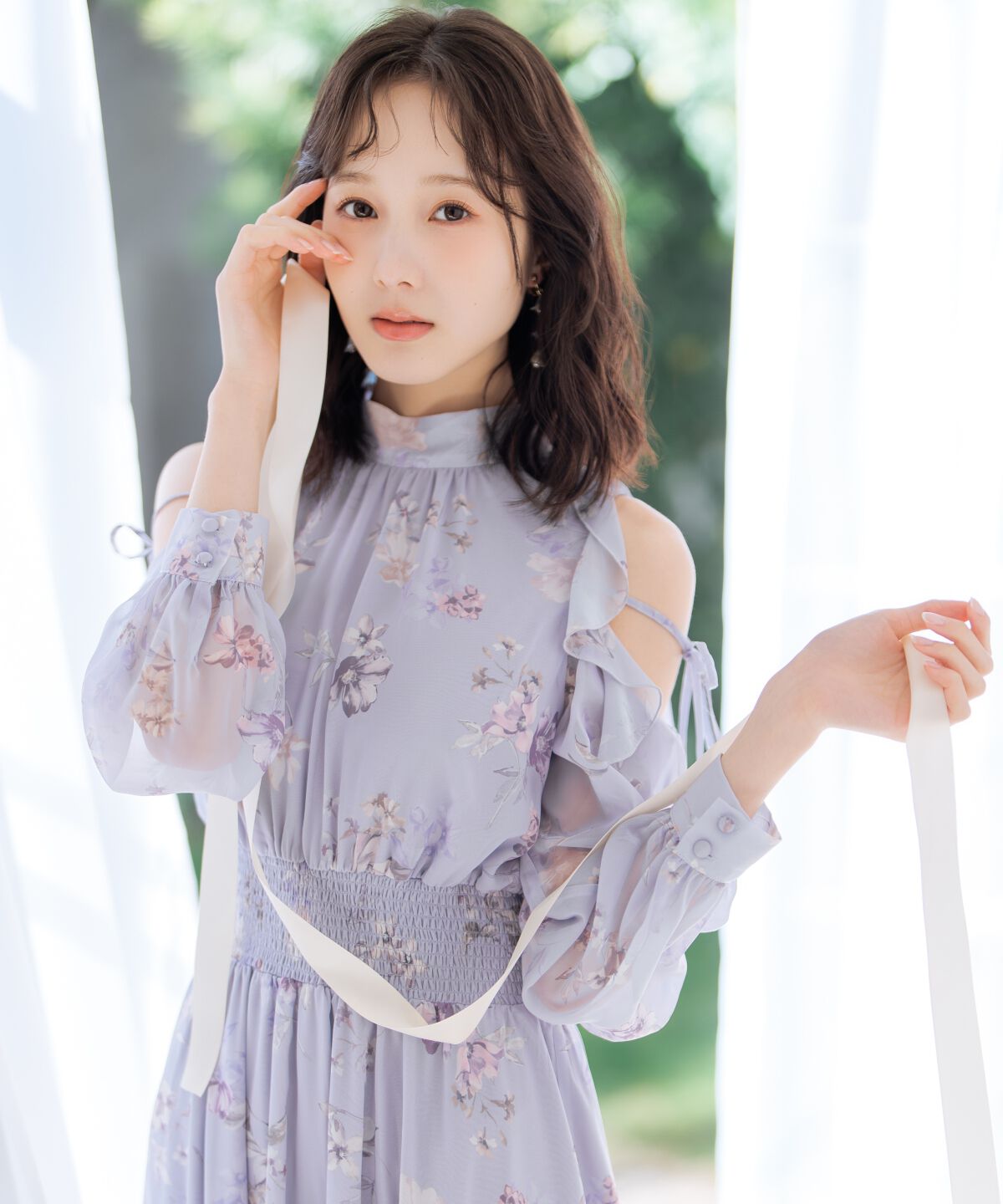 WILLSELECTION「フラワープリントフリルスリーブワンピース」|ワンピース|